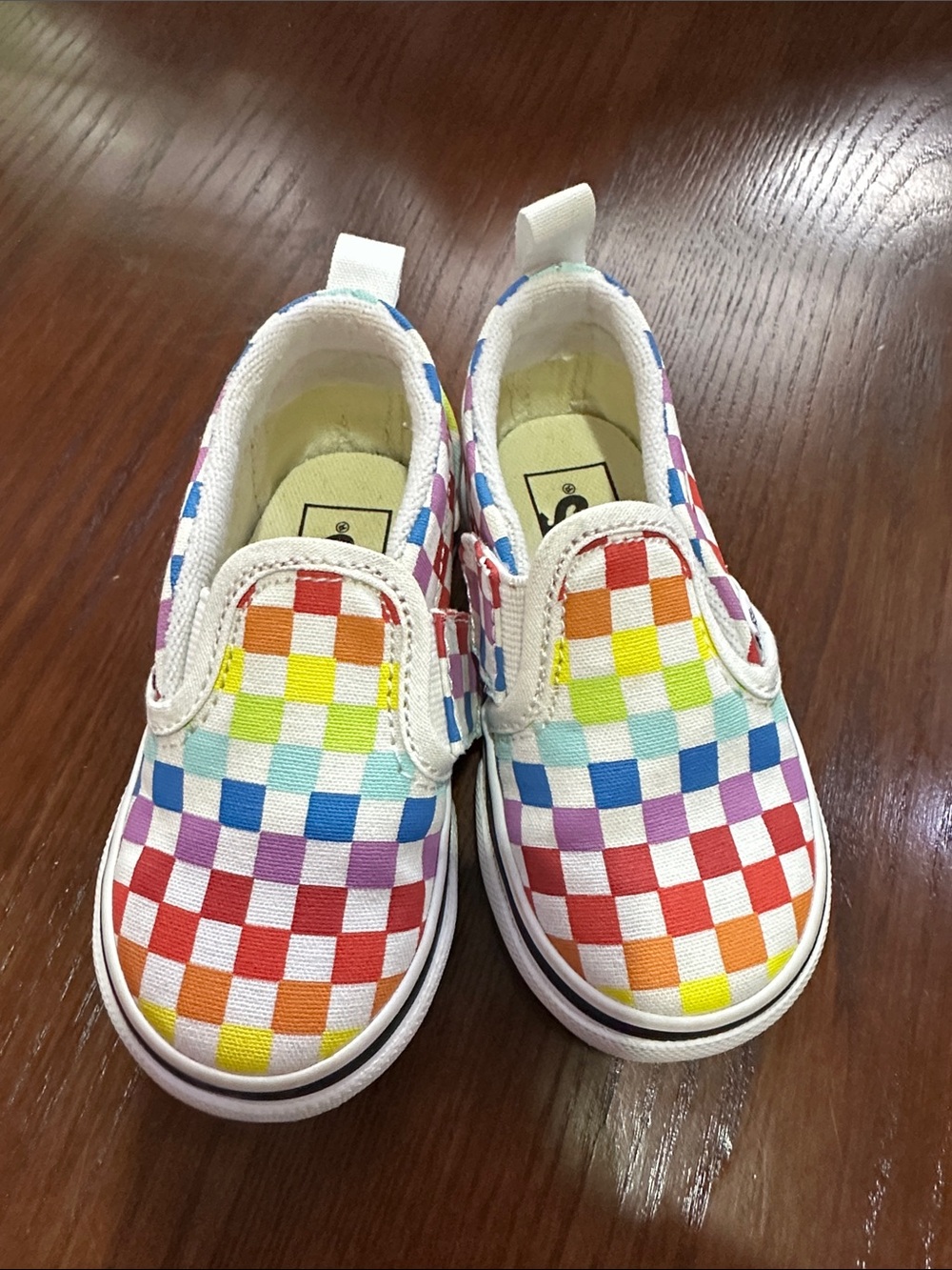 Vans Kids Rainbow Checker Slip-On Sneakers - Red Orange Yellow Green Blue Purple